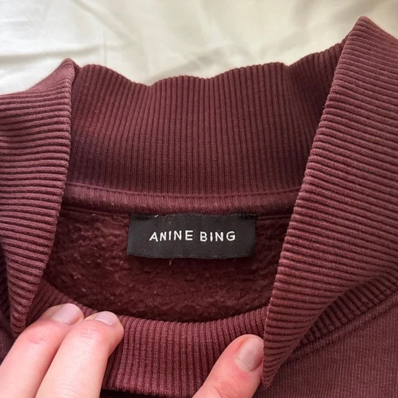 Anine Bing Maroon Crewneck Sweatshirt with White Logo - Picture 2 of 3